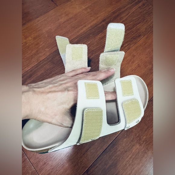 Birkenstock Uji Nubuck shine Leather straps slide sandals in new beige 10-10.5 - Picture 10 of 14